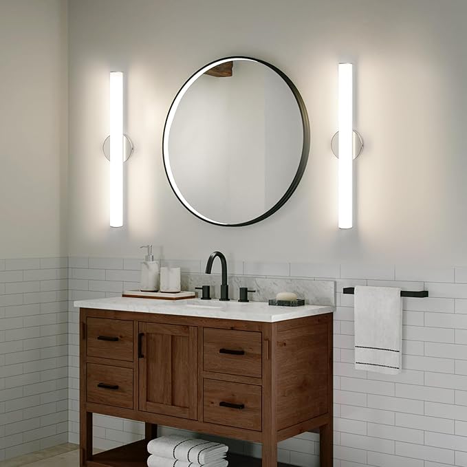 OOWOLF 24inch Bathroom Vanity Light 2-Pack, 16W Bathroom Lights Fixture,1600LM Led Vanity Lights Bar, 4000K Natural White Bath Wall Lighting Fixture Sconce Indoor, Vanity Light Fixtures Over Mirror