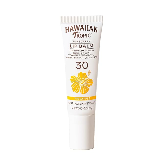 Hawaiian Tropic Lip Sunscreen SPF 30, Pineapple | SPF Lip Balm, Beach Essentials, Travel Size Sunscreen for Lips, 0.3 oz