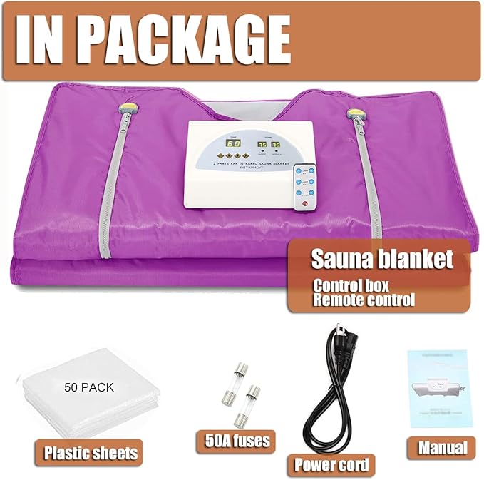 Vanell Far Infrared Sauna Detox Blanket - 2-Zone Spa Sauna Blanket, Overall Wrap Heating, FIR Technology, Zipper Type - Digital Body Heat Blanket