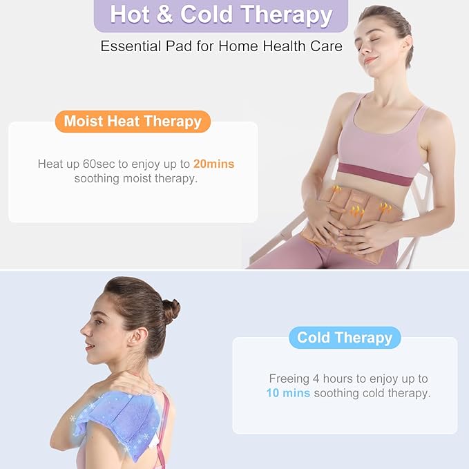SuzziPad Heating Pad Microwavable, 6.5x12” Reusable Heat Pads for Discomfort Reduction, Moist Heated Pack, Muscle Ache, Soothing Back, Neck and Shoulder Fatigue, Warmer Hot Packs (Purple)