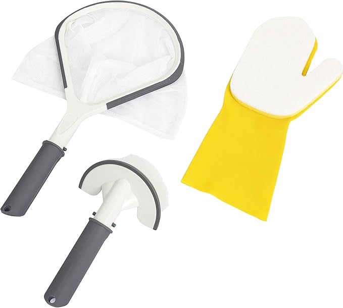 Bestway SaluSpa All-in-One Cleaning Tool Set for Inflatable Hot Tub & Spa - Maintenance Kit with Net, Scrub Brush & Scrubber Mitt Cleaning Accessories