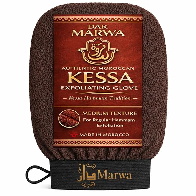Moroccan Kessa Exfoliating Glove – Medium Hammam Exfoliating Mitt – Dead Skin Remover – Traditional Body Exfoliator – Made in Morocco