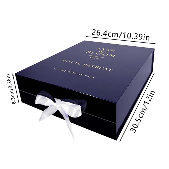 Royal Retreat Luxury Spa Gift Box for Women, Cedar & Neroli Bath and Body Gift Set, Relaxing Home Spa Kit with Bath Salt, Body Scrub, Body Oil, Hand Cream, Eye Mask, Mothers Day Gifts