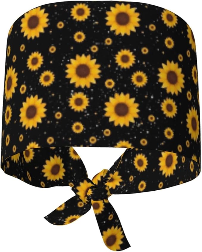 Adjustable Scrub Cap with Buttons & Sweatband, Working Hat with Elastic Tie Back, Unisex Nurse Surgical Caps for Women & Men
