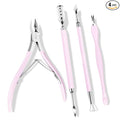 NXJ INFILILA Cuticle Remover Kit 4Pcs, Cuticle Remover Cuticle Trimmer Set Cuticle Pusher Nail Scraper Professional Pedicure Manicure Nail Tools Gift for Women Nail Tech Supplies