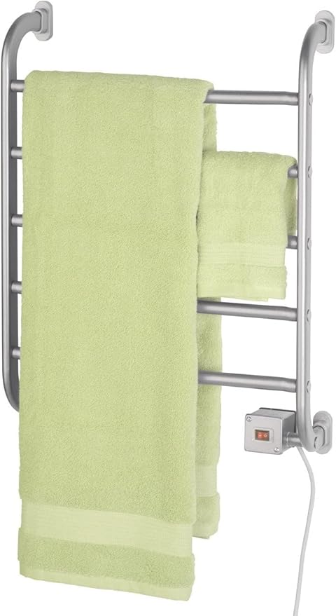 Warmrails Regent Towel Warmer - Wall Mounted Towel Warmer Rack for Drying Towels and Garments - 25.5-Inch Nickel Finish Frame with 5 Bars - Model HSRS