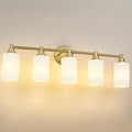 FEMILA 5 Light Bathroom Light Fixture Over Mirror, 32" Brushed Gold Vanity Light, Bathroom Vanity Light with Milk White Glass, 4FYC56B-5W BG-MG