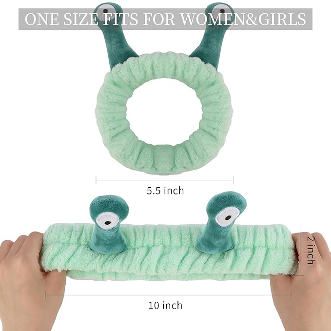 YISSION 4PCS Cute Animal Facial Headbands for Women & Girls, Plush Spa Headbands with Snail, Crab, Frog, Starfish Designs, Soft Hair Bands for Washing Face, Skincare & Makeup