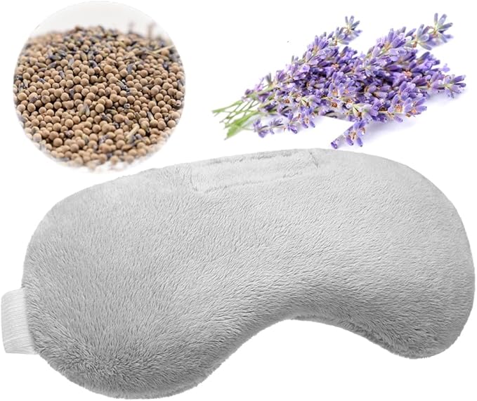 Umisleep Lavender Eye Mask, Aromatherapy Weighted Sleep Mask for Dry Eyes Men Women, Microwave Heated Hot Therapy Eye Cover Moist Compression Pain Relief, Pillow for Puffy Eyes, Sinus Pain, Grey