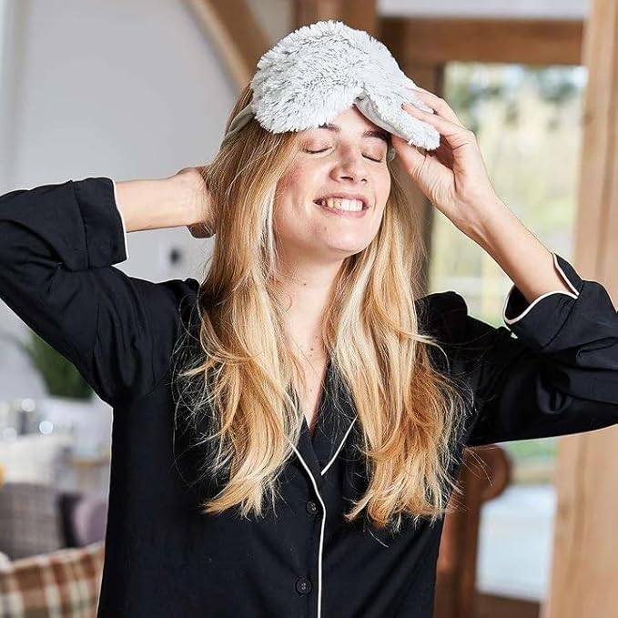 warmies Microwavable Eye Mask for Warmth & Comfort - Heating & Cooling Compress for Calming Relaxation - Weighted & Heated Eye Mask with Scented Lavender for Sleeping - Gray