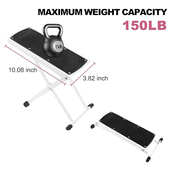Pedicure Foot Rest, Adjustable Foot Stand with Non-Slip, Toe Separator - Easy at Home, No More Bending or Stretching, Beauty Pedicure Kit, White