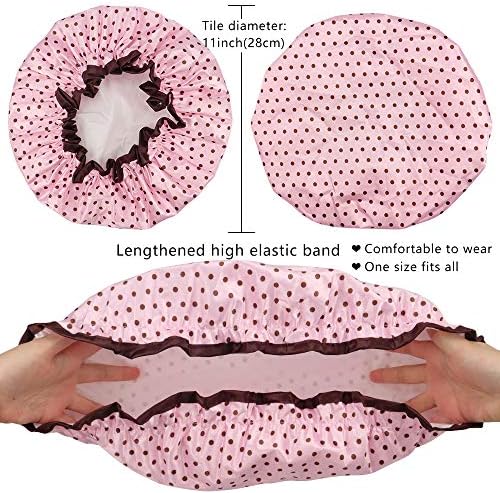 4 Pcs Shower Cap for Women Double Waterproof Layers Reusable Elastic - Image 2