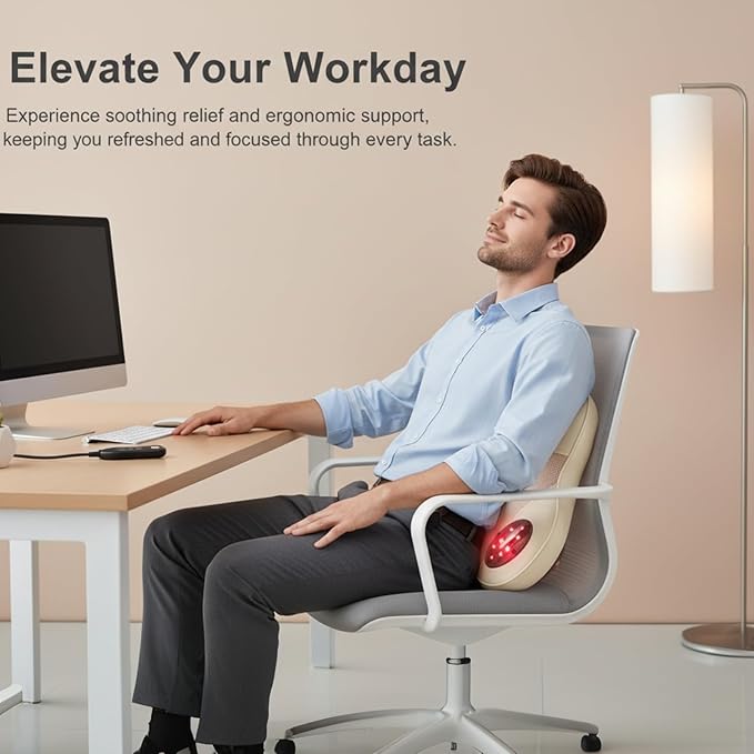 Back Massager with Heat, 4D Shiatsu Kneading Deep Tissue Electric Massager for Neck Shoulder Leg Back Pain Relief, Portable Rechargeable Cordless for Home Office Car, Gift for Men Women Mom Dad