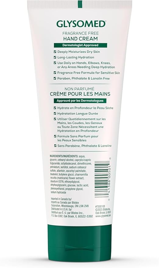Glysomed Hand Cream 1.7 Oz Purse Travel Size Fragrance Free (3 Tubes)