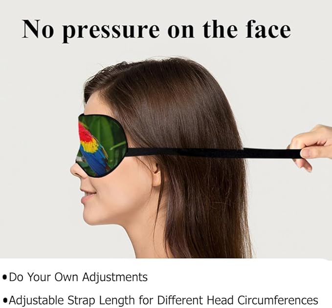 Macaws Parrot Silk Sleep Mask Tree Branch Bright Bird Tropical Eye Mask Sleeping Eye Sleep Shade Cover for Men Women Boy Girl Airplane Travel Rest with Elastic Strap