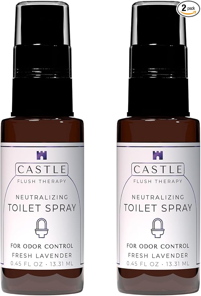 Toilet Spray For Poop 0.45oz (2 Pack) Fresh Lavender - Travel Bathroom Spray Odor Eliminator Natural Bathroom Odor Eliminator Portable Toilet Deodorizer Freshener Travel Size Air Freshener For Home