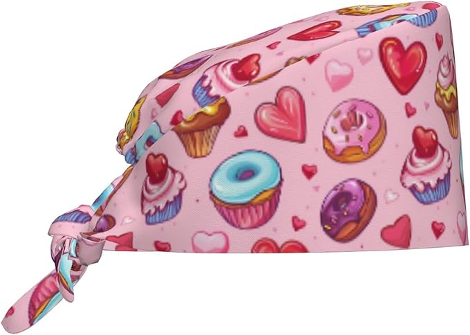 Alligator Ice Cream Working Cap, Scrub Cap with Sweatband, Adjustable Tie Back Hat Breathable Headgear for Women/Men