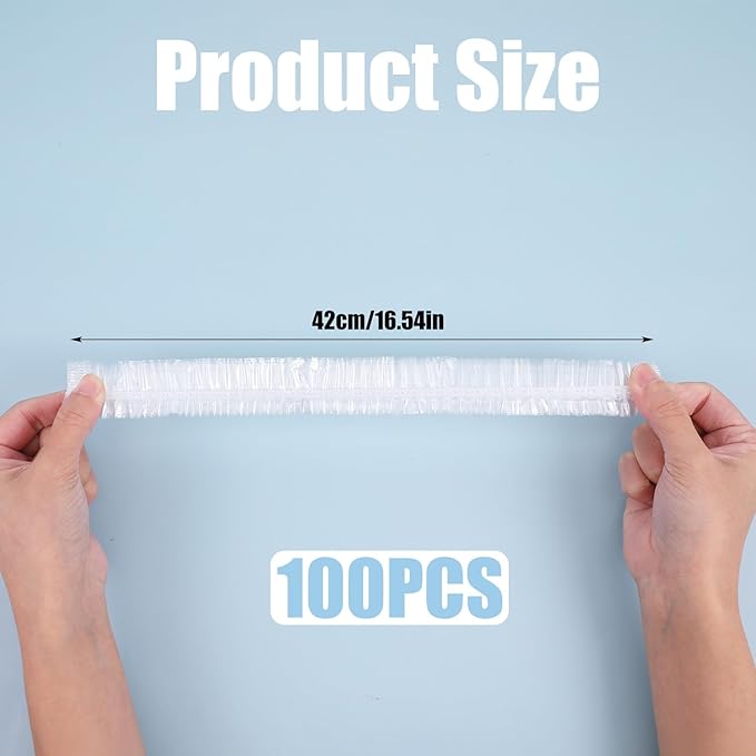 Disposable Shower Caps,100PCS Shower Caps for Women Disposable,Large Plastic Clear Hair Cap Thickened for Hair Treatment Spa Home Kitchen Hotel Travel Unisex(16.5in)