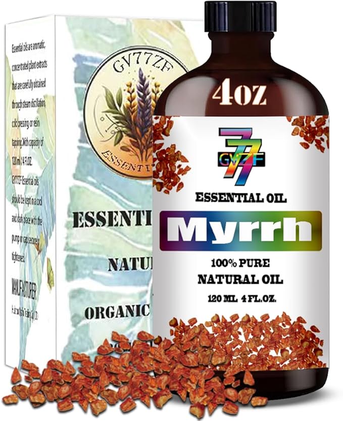 Myrrh Essential Oil - GV77ZF Myrrh Oils for Diffusers, Humidifiers, DIY Candles, Soap, Cleaning, Home, Office, Yoga, Massage, Gifts - 4 fl oz (120 ml)