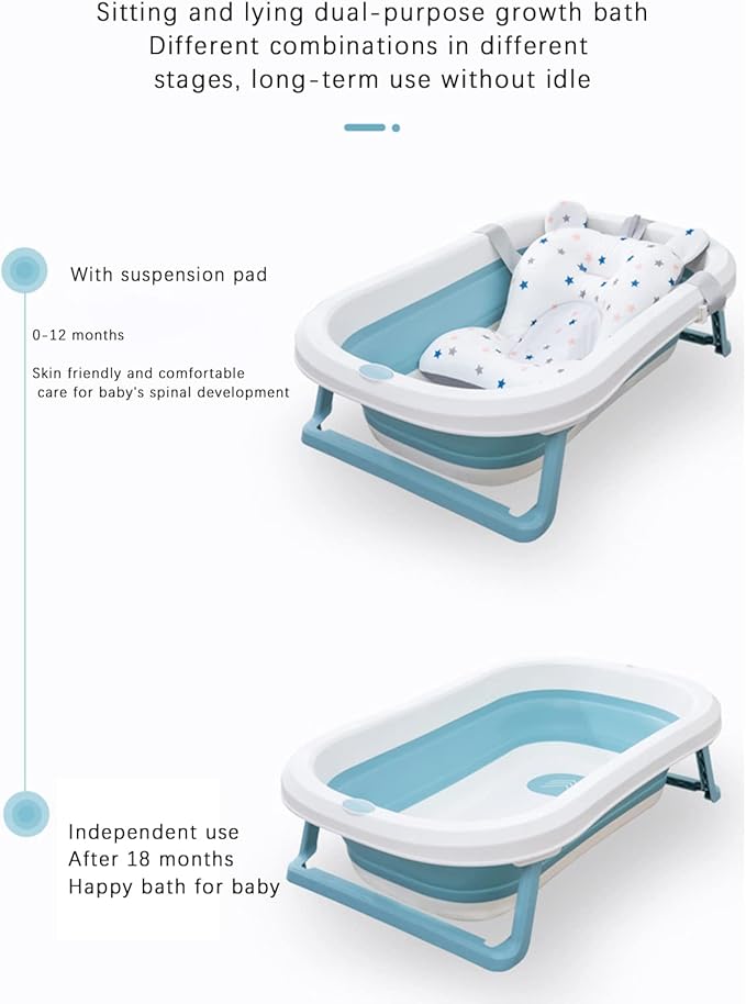 Baby Bath Cushion Pad Newborn Bathtub Mat Infant Bath Supporter Net Baby Bathtub Pillow Non-Slip Floating Bathing Tub Seat (Green Bear, 28cm*43cm*26cm)