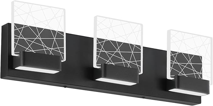 Aipsun Black Vanity Light Modern LED Bathroom Vanity Lighting Fixtures 3 Light Bathroom LED Wall Light 6000K