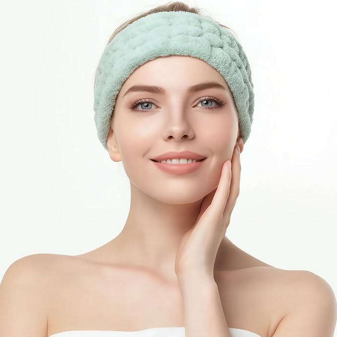 4 Pieces Spa Headband for Women Skincare Headband Makeup Headbands for Washing Face Spa Shower Gifts(Milky-White, Grey, Khaki, Dark Grey)