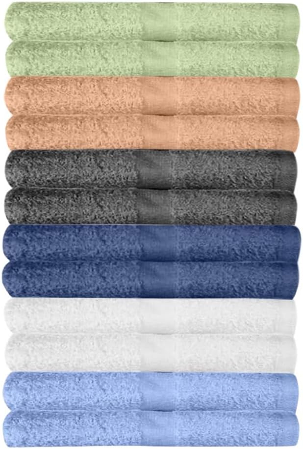 KAHAF COLLECTION 12 Pack Washcloths | Multicolour 100% Cotton Extra Absorbent Face Towels | Soft, Quick Dry Wash Cloths for Bathroom, Spa, Gym, Baby & Travel (12 Packs (12 x 12))