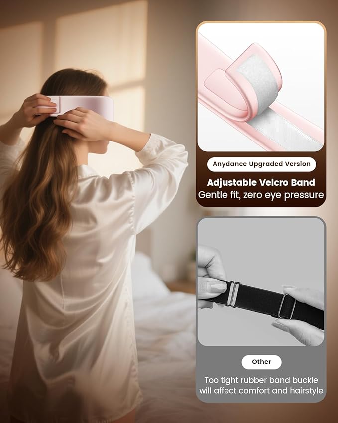 Anydance Heated Eye Mask - Cordless Eye Mask for Dry Eyes, FSA - HSA Eligible, Eye Relief, Improved Sleep, 4 Temperature, Washable Eye Heating Pad for Travel, Birthday Gifts for Mom - Rose Pink