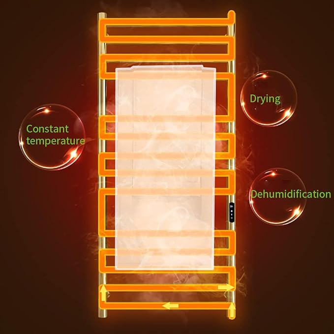Gold Wall Mounted Heated Towel Rack,Gold Towel Warmers Rack for Bathroom, Timer & Temperature Control Electric Towel Drying Rack (14 Bars Brushed Gold A, Hardwired)