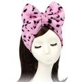 Shintop Women Fashion Lovely Soft Carol Fleece Bowknot Bow Makeup Cosmetic Shower Elastic Hair Band Hairlace Headband (Pink)