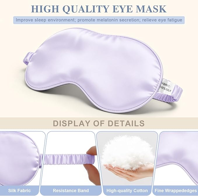 Silk Sleep Mask,Eye Mask for Sleep Women Men,Mulberry Sleeping Mask with Adjustable Strap,Blindfold Blackout Eye Mask for Travel and Full Night's Sleep,Nap