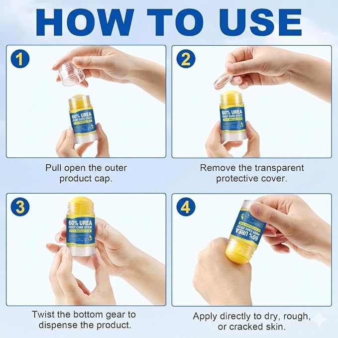 60% Urea Stick with 2% Salicylic Acid, Maximum Strength Callus Remover & Cracked Heel Repair Balm, Non-Greasy Foot Moisturizer for Dry Skin, 1.41 Oz (1pcs)