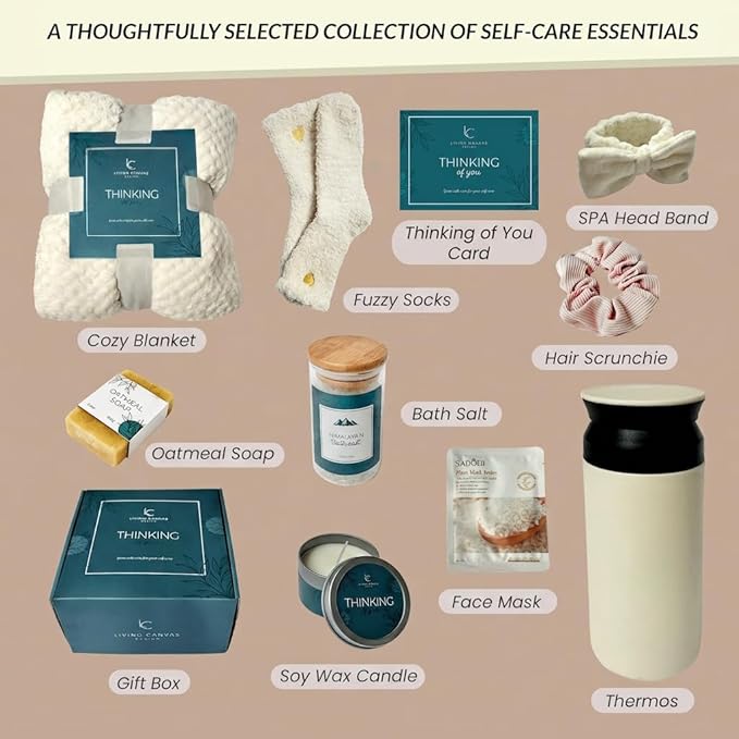 Mother’s Day Gifts for Mom - 11pc Luxury Spa Gift Basket for Women, Wife, Grandma, Relaxing Self Care Set with Throw Blanket, Insulated Tumbler, Oatmeal Soap & Candle, Unique Birthday Gifts for Her