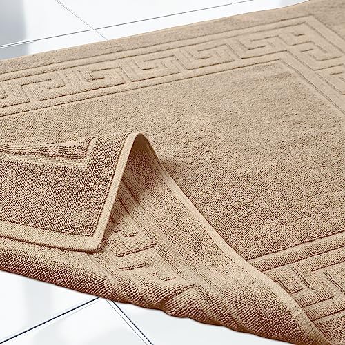 Superior Heavyweight Cotton Bath Mats, Bath Rugs For Bathroom Accessories, Washable Rug For Shower, Bath, Toilet, Modern Decor, No Backing, Luxury Hotel And Spa Quality, Set of 2, 22" x 35", Taupe - Image 5