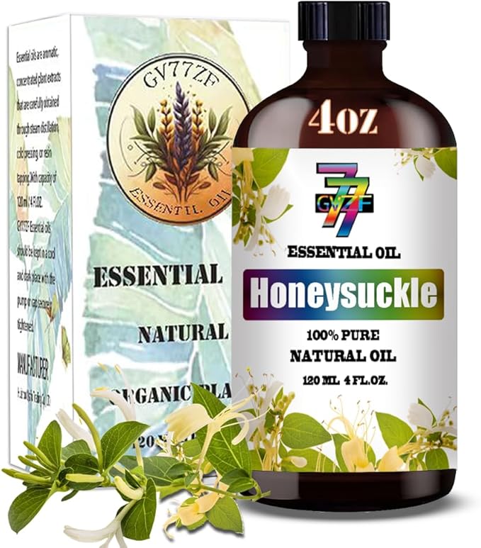 Honeysuckle Essential Oil - GV77ZF Honeysuckle Oils for Diffusers, Humidifiers, DIY Candles, Soap, Cleaning, Home, Office, Yoga, Massage, Gifts - 4 fl oz (120 ml)