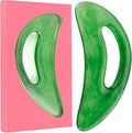 Green Resin Gua Sha Scraping Massage Tool, Handheld Myofascial Release Tool with Handle Hole for Muscle Relief, Lymphatic Drainage, and Body Contouring on Back, Neck, Legs
