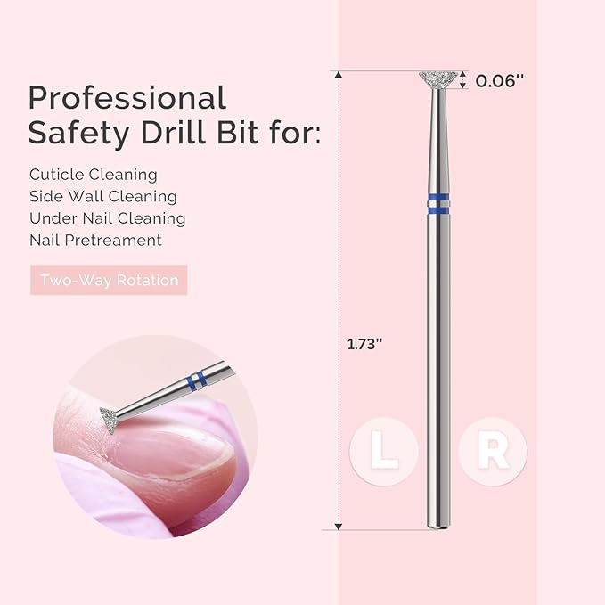 MelodySusie 4mm Inverted Tapered Cuticle Clean Nail Drill Bit 3/32'', Professional Safety Carbide Diamond Under Nail Cleaner for Cuticle Dead Skin Nail Prepare, Beginners Bits, Series Bit-S, Medium