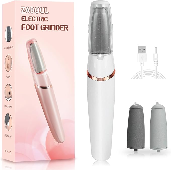 ZABOUL Electric Foot Callus Remover Rechargeable Portable Electric Foot File Pedicure Tool Kit, Smooth Pedicure Wand for Feet Care, Removes Dry Hard & Dead Skin, Ideal Gift