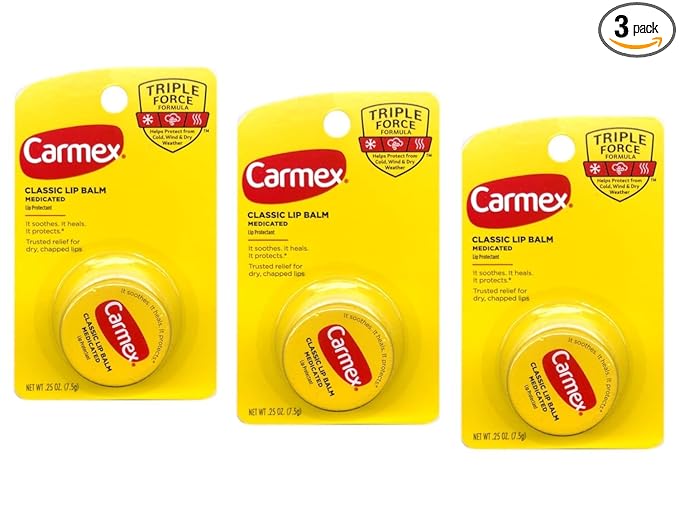 Carmex Classic Lip Balm Medicated, 0.25 oz (Pack of 3)