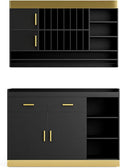Salon Station Barber Color Bar with Drawers & Adjustable Shelves, Salon Storage Cabinet and Wall Mounted Hair Color Organizer for Salon Display, Black