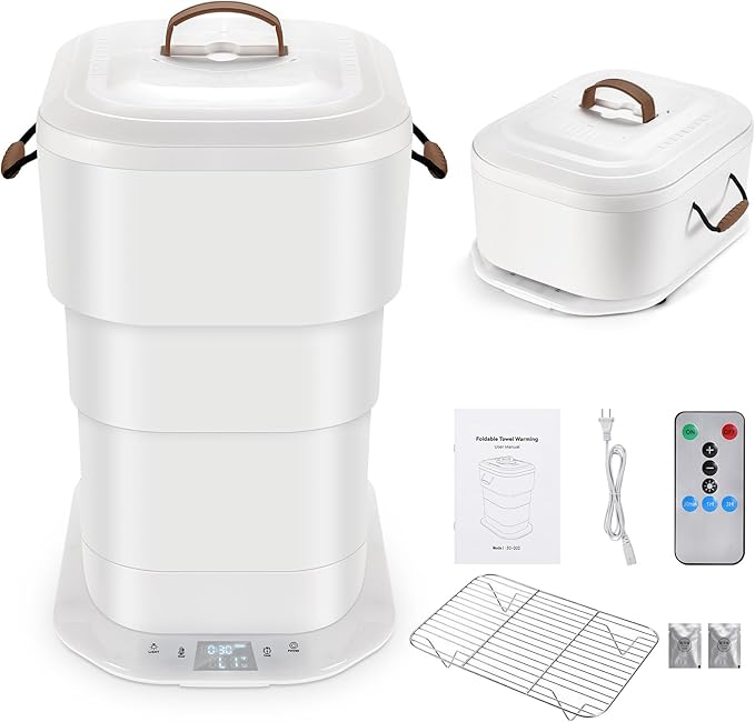 Large Towel Warmer for Bathroom - 27L Foldable Towel Warmer Bucket with LCD Display & Remote Control, Auto Shut Off, Fits Up to Two 40"X70" Oversized Towels, Bathrobes, Blankets, and More