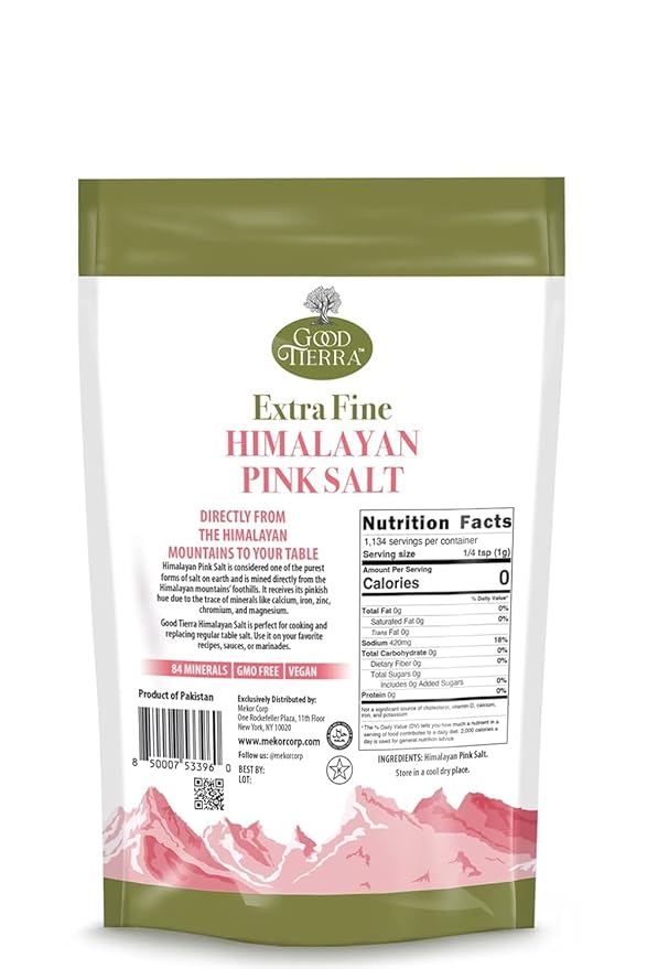 Good Tierra Himalayan Pink Salt in PET Bag - Extra-Fine Grain - 2.5 lb. (12 Pack)
