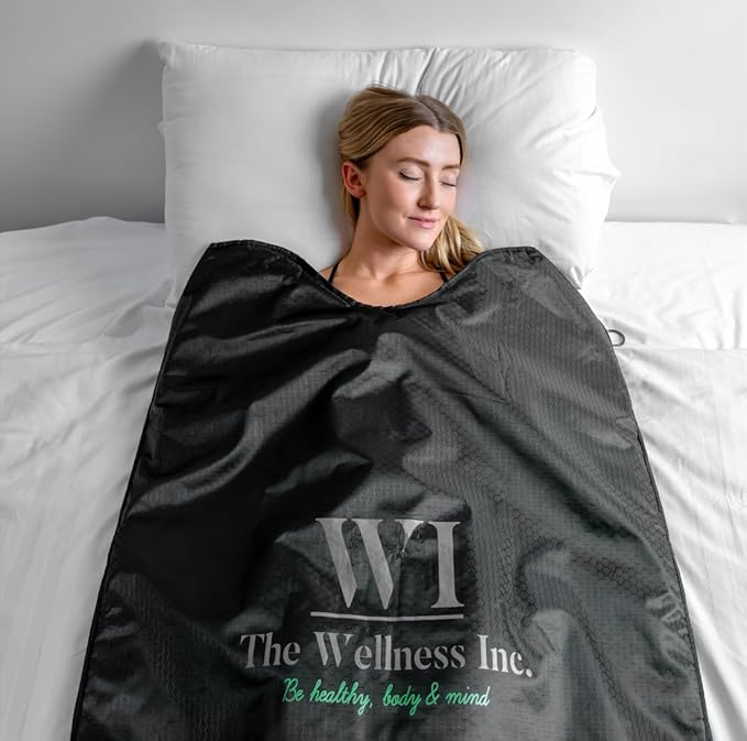 Infrared Sauna Blanket - Portable Infrared Sauna for Home, Personal Sauna for Women & Men - Odourless, Fireproof & Waterproof Material - Includes Wrap Up Towel & Carry Storage Bag