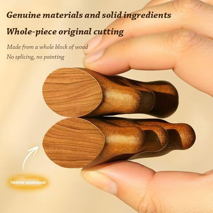4-in-1 Natural Sandalwood Gua Sha Massage Tool - Head, Face, Eye Nose Massage & Jawline Sculpting - Full Body Lymphatic Drainage & Scalp Care - Self Care Essential for Home Office Travel