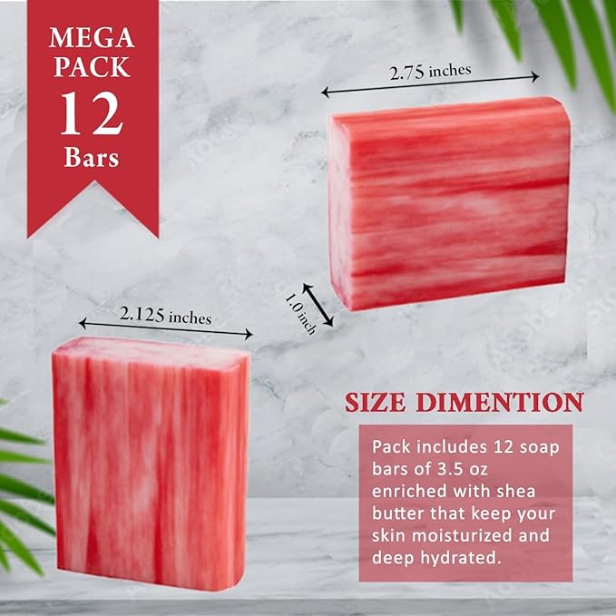 Simple Scents Australia Melon Strawberry Scented Natural Soap Bars (5 Bars), 3.5oz Moisturizing French Triple Milled Soap Bars Enriched with Shea Butter - Pure Plant Oil Bath & Body
