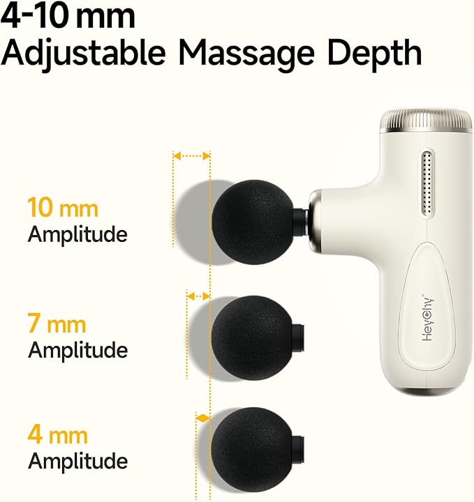 HEYCHY Super Mini Massage Gun Deep Tissue, Handheld Percussion Muscle Massager with Adjustable Amplitude, Portable & Quiet for Home, Gym & Travel, Pearl White