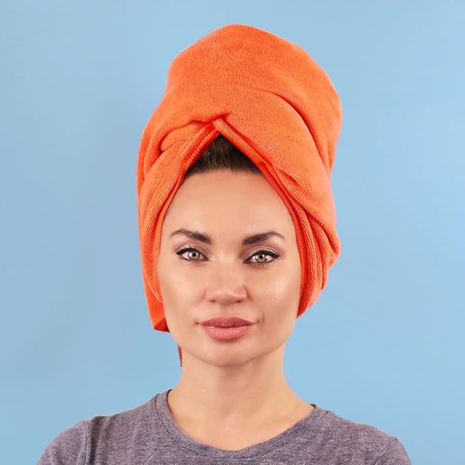 Sleek'e Sleeke Microfiber Hair Drying Towel - Coral, Quick Drying Hair Towel, Reduces frizz, Super Absorbent