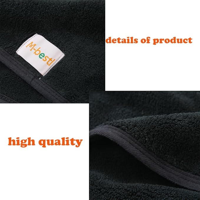 M-bestl 2 Pack Microfiber Hair Towel Wrap,Hair Drying Towel with Button,Absorbent and Anti-frizz Head Towel to Dry Curly or Straight Hair Quickly (Black)