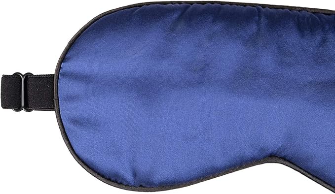100% Mulberry Silk Sleep Mask Blackout, Cute Natural Sleeping Mask with Adjustable Elastic Strap, Satin Eye Cover for Men Women Adults (Navy Blue)