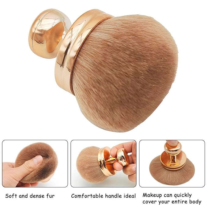 2Pcs Extra Large Body Makeup Brush,YuCool Kabuki Brush for Self Tanner,Rose Gold Self Tanning Blend Brush for Face Body